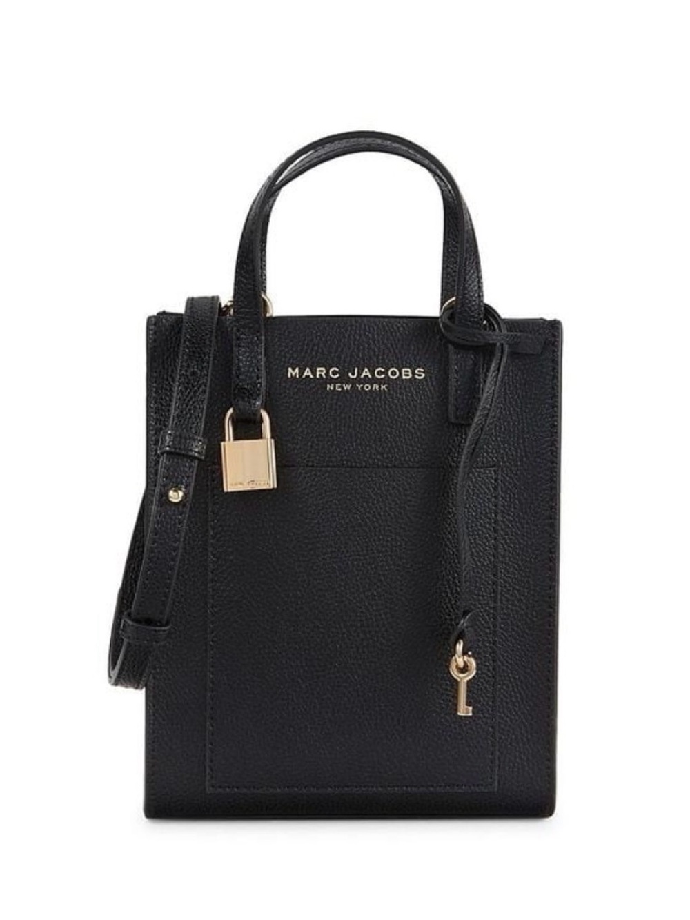 Marc Jacobs Micro Tote Black Leather Lock And Key Charm Small Crossbody $295